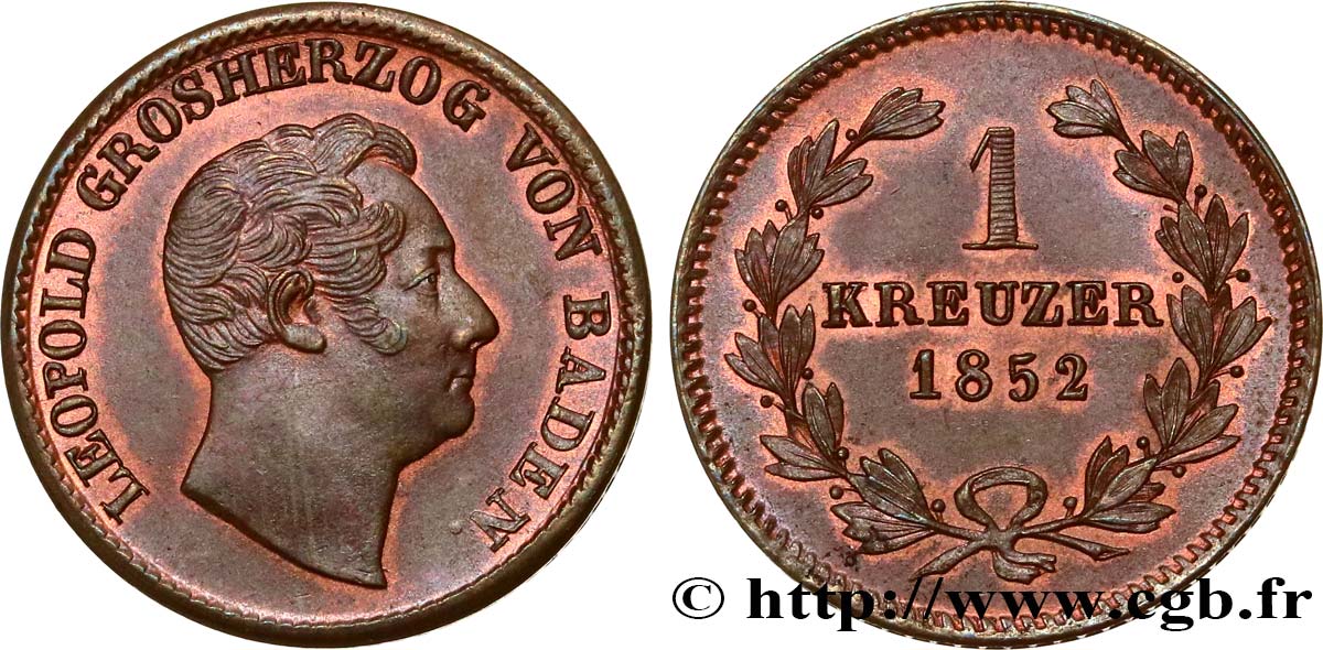 GERMANIA - BADEN 1 Kreuzer Léopold 1852  MS 