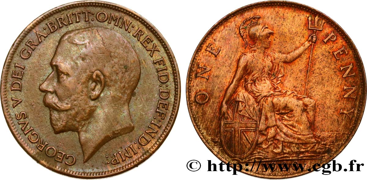 UNITED KINGDOM 1 Penny Georges V 1920  XF 
