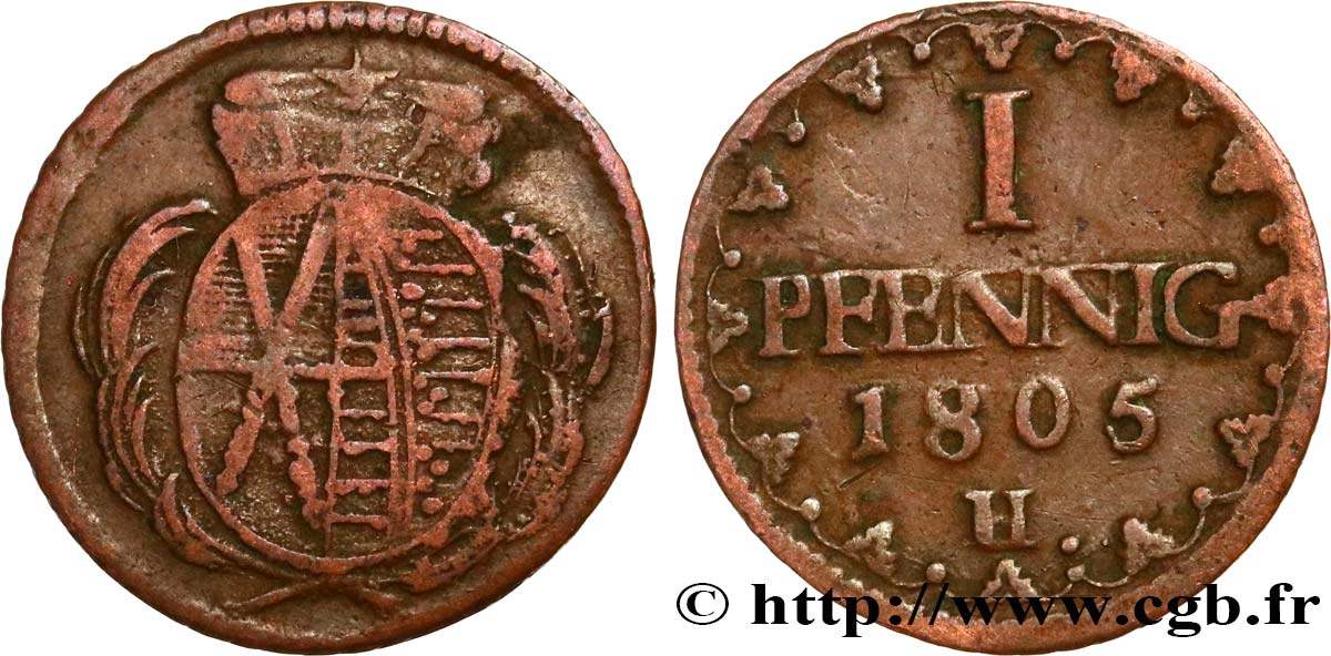 ALLEMAGNE - SAXE 1 Pfennig Électorat de Saxe 1805 Dresde TB+ 