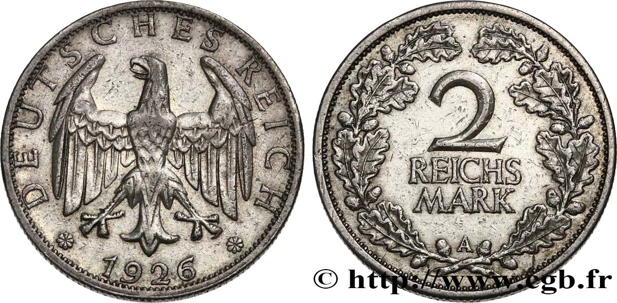 GERMANY 2 Reichsmark 1926 Berlin XF 