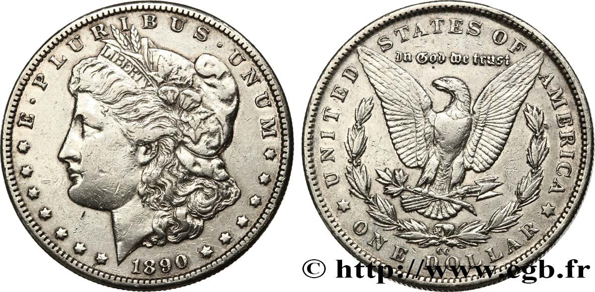 UNITED STATES OF AMERICA 1 Dollar Morgan 1890 Carson City  XF 