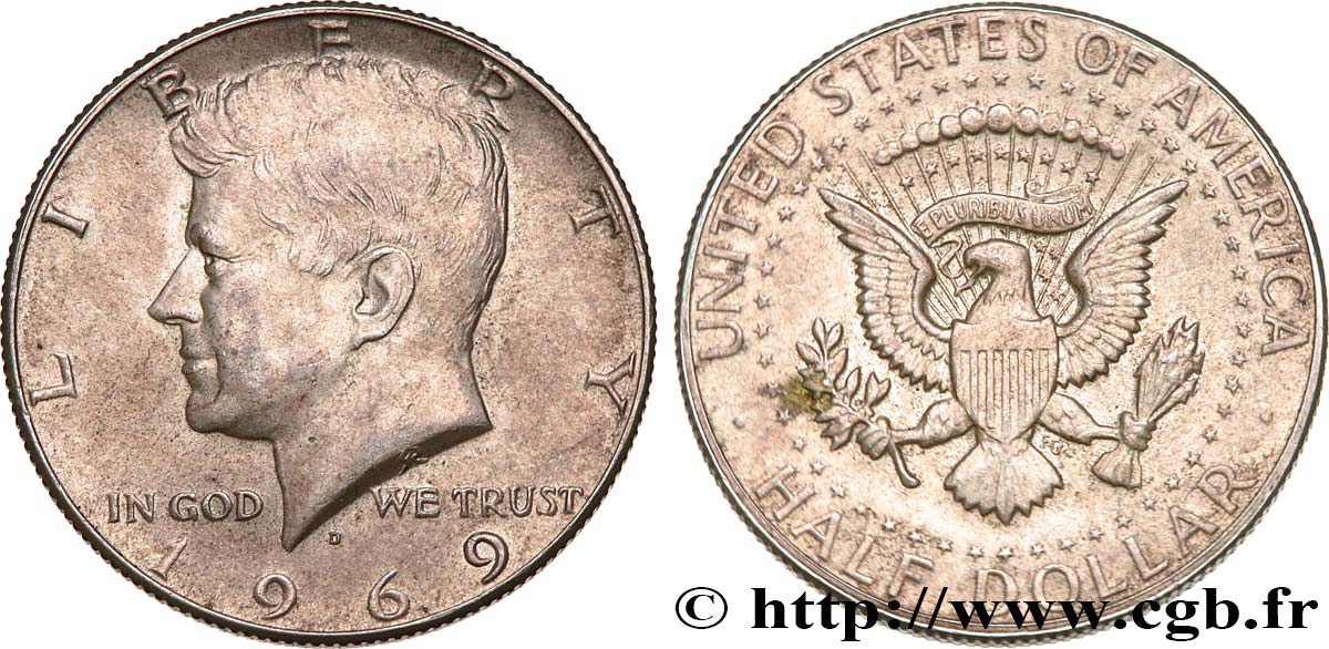 VEREINIGTE STAATEN VON AMERIKA 1/2 Dollar Kennedy 1969 Denver VZ 