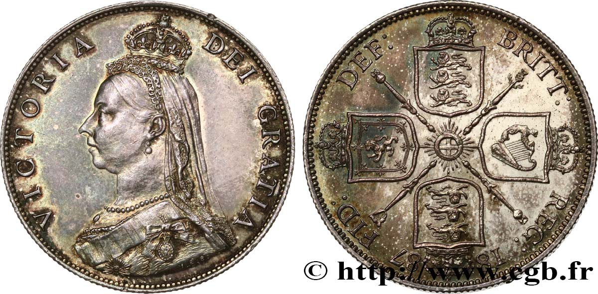 UNITED KINGDOM 1 Florin Victoria buste du jubilé 1887  AU/MS 