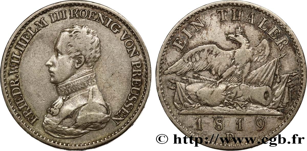 GERMANY - PRUSSIA 1 Thaler Frédéric-Guillaume III 1819 Berlin XF 