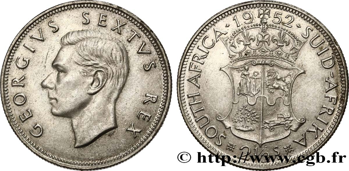 AFRIQUE DU SUD 2 1/2 Shillings Georges VI 1952 Pretoria SPL 