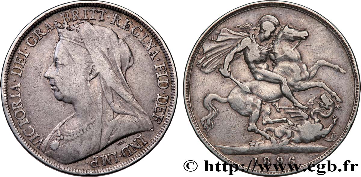 REINO UNIDO 1 Crown Victoria “old Head 1896  BC+ 