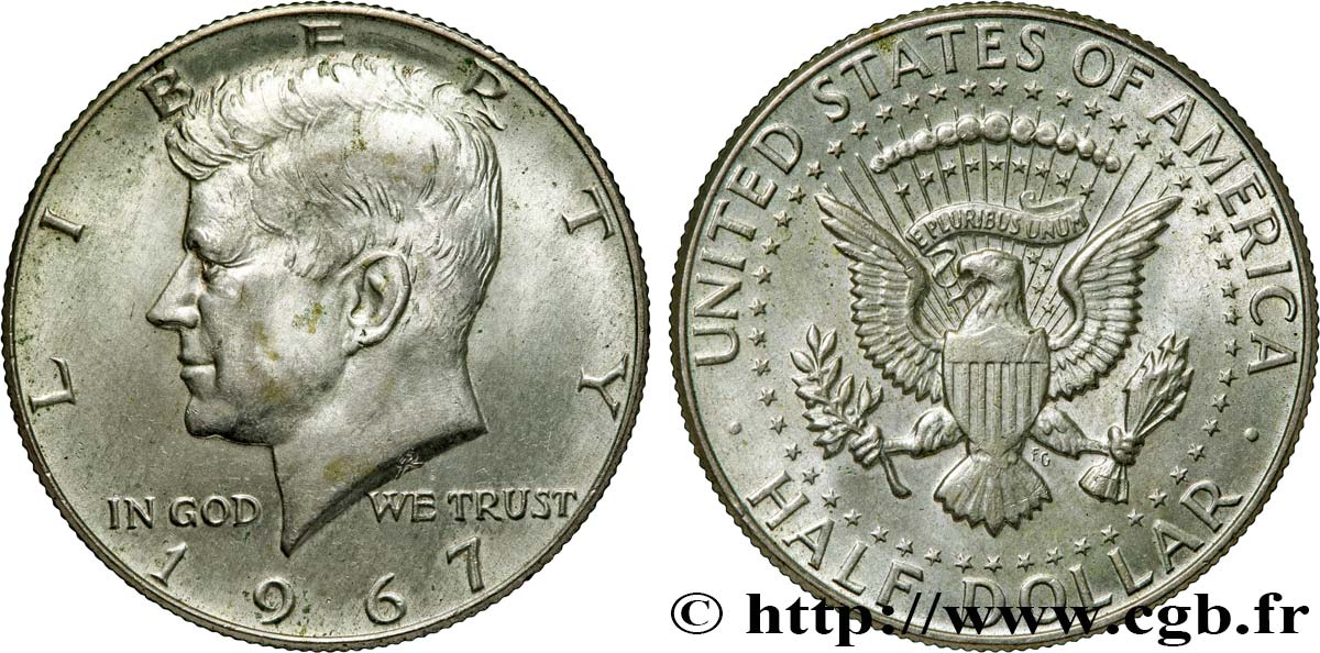 ESTADOS UNIDOS DE AMÉRICA 1/2 Dollar Kennedy 1967 Philadelphie EBC 