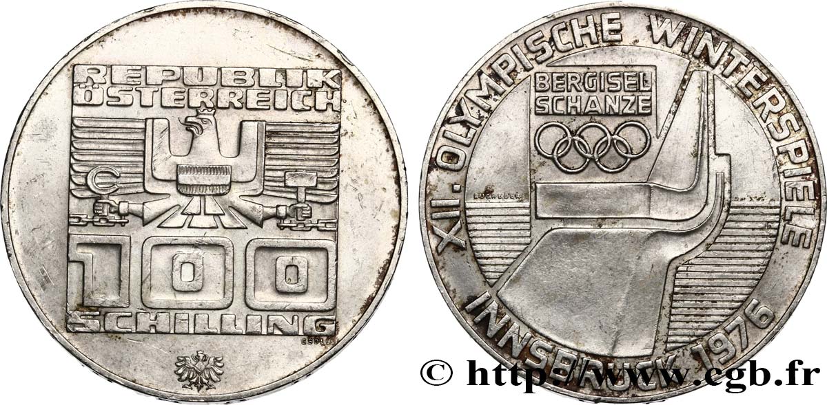 AUSTRIA 100 Schilling J.O. d’hiver d’Innsbruck 1976 - tremplin olympique 1976 Hall AU 