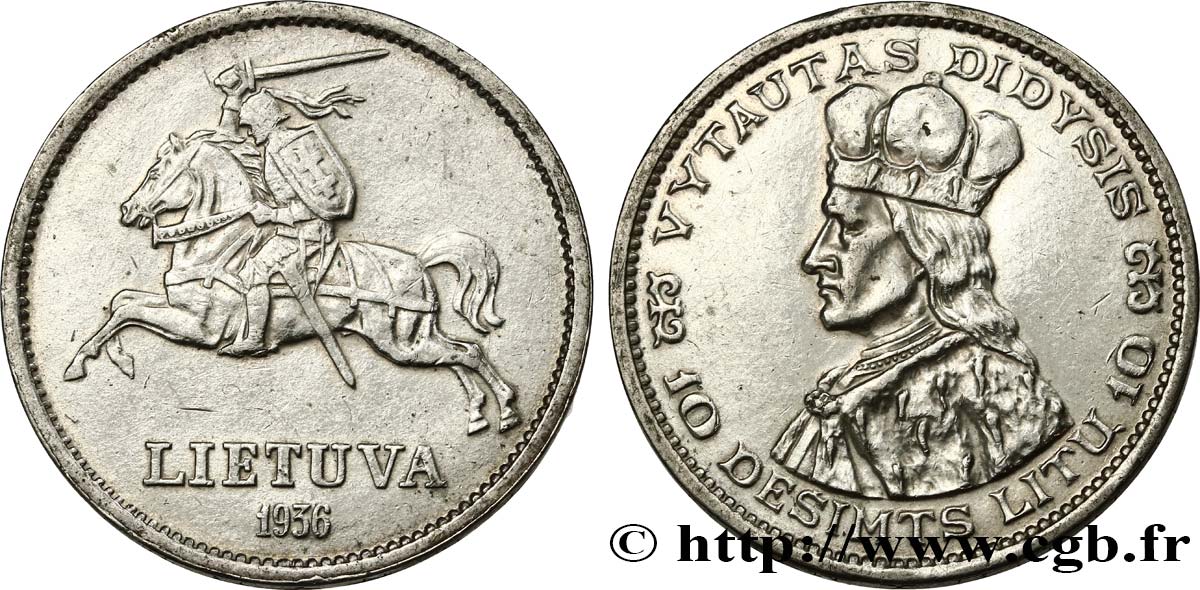 LITHUANIA 10 Litu Vytautas le Grand 1936 fwo_573669 World coins