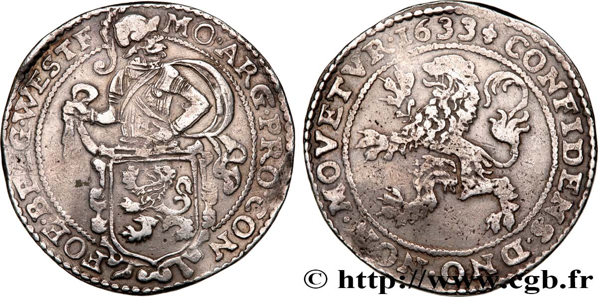 NETHERLANDS - UNITED PROVINCES 1 Daldre ou écu au lion Provinces Unies - Frise Occidentale 1633  VF 