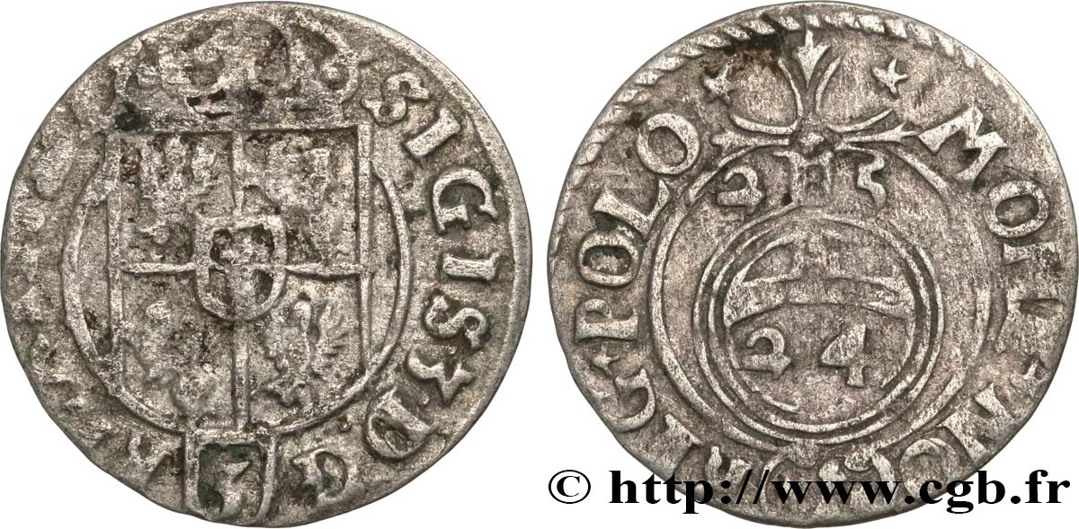 POLONIA - SIGISMUNDO III VASA 1 Półtorak / 3 Polker / 1/24 Thaler Sigismond III Vasa 1625 Cracovie BC+ 