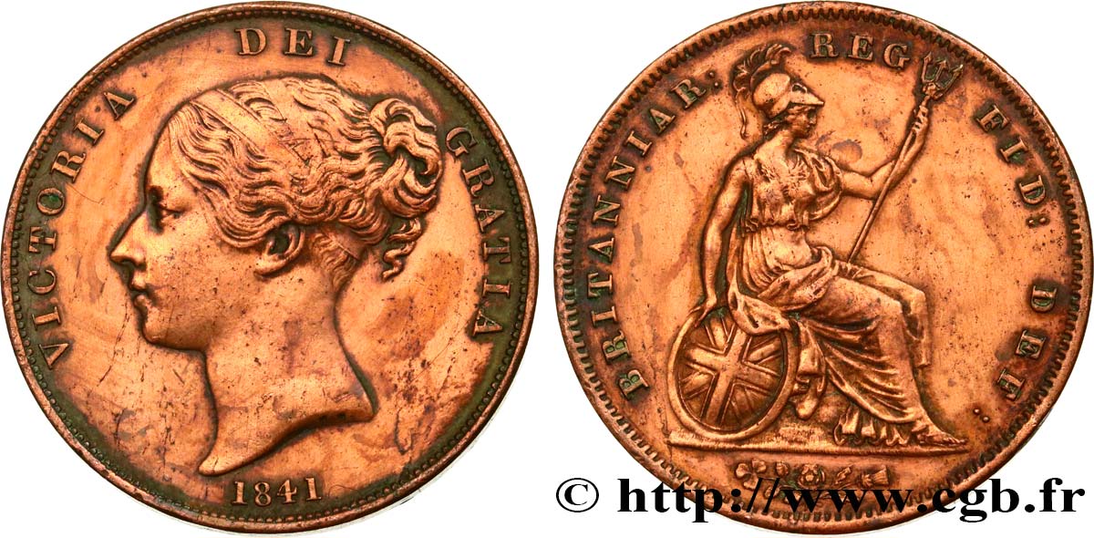 VEREINIGTEN KÖNIGREICH 1 Penny Victoria “tête jeune” 1841  fSS 