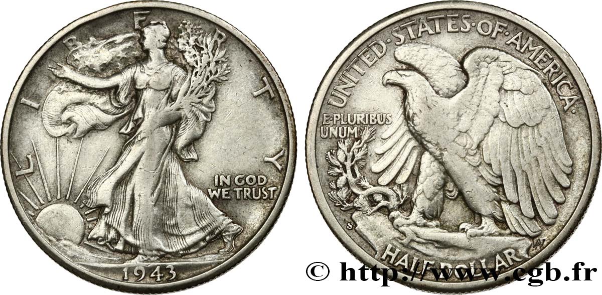 STATI UNITI D&nbsp;AMERICA 1/2 Dollar Walking Liberty 1943 San Francisco q.BB 