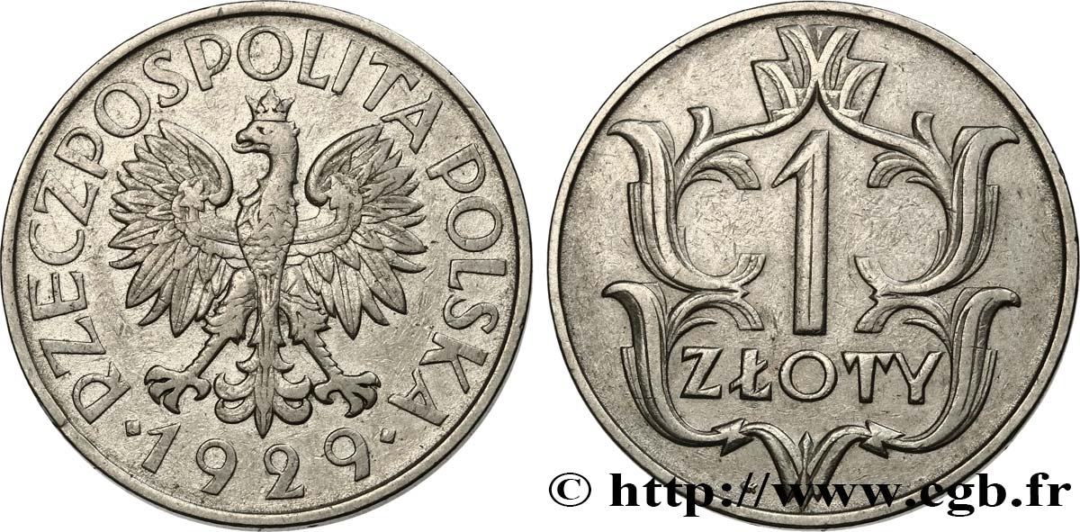 POLONIA 1 Zloty aigle 1929 Varsovie BB 