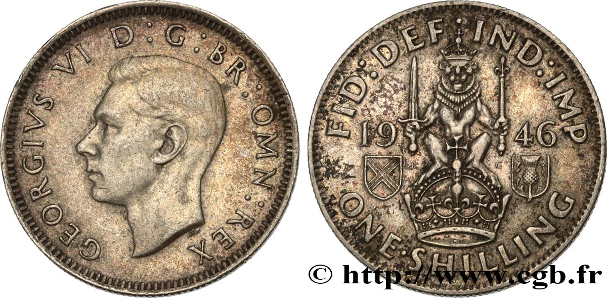 VEREINIGTEN KÖNIGREICH 1 Shilling Georges VI “England reverse” 1946  fVZ 