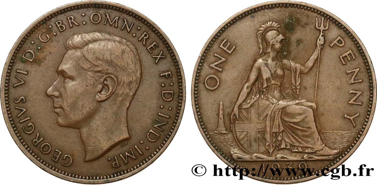 ROYAUME-UNI 1 Penny Georges VI 1939  TTB 