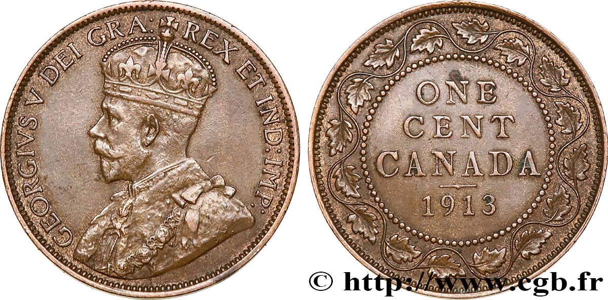 CANADA 1 Cent Georges V 1913  TTB+ 