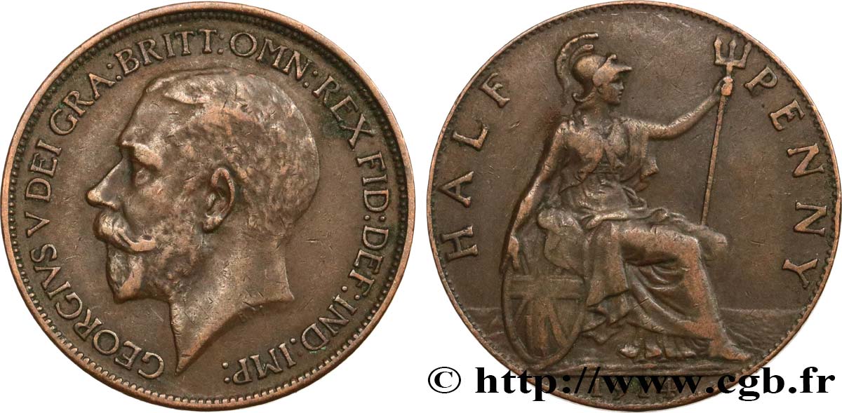 ROYAUME-UNI 1/2 Penny Georges V 1913  TTB 