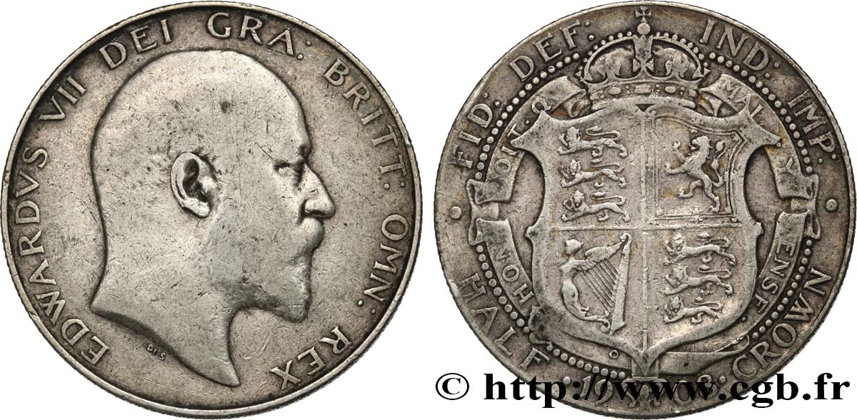 REGNO UNITO 1/2 Crown Edouard VII 1908  MB 