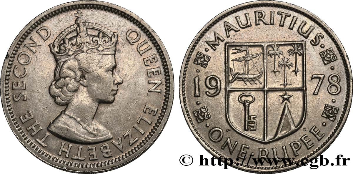 MAURITIUS 1 Rupee (Roupie) Elisabeth II 1978  XF 
