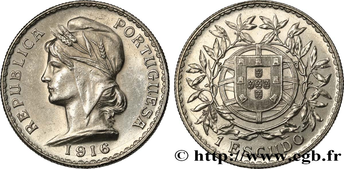 PORTUGAL 1 Escudo 1916  MBC+/EBC 