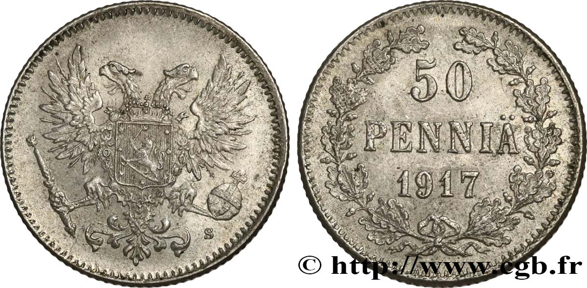 FINLANDIA 50 Pennia 1917 Helsinki SC 