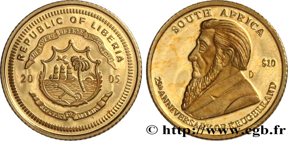 LIBERIA 10 Dollars Proof Krugerrand 2005  SPL 