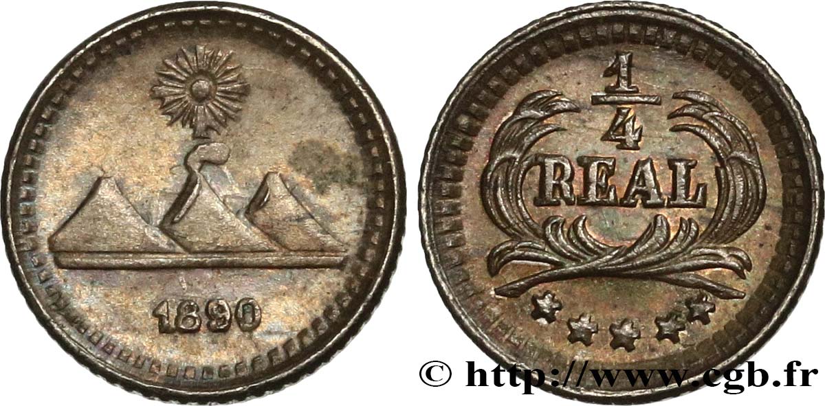 GUATEMALA 1/4 Real 1890  AU 
