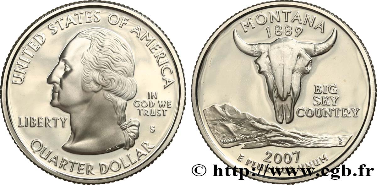STATI UNITI D AMERICA 1/4 Dollar Montana - Silver Proof 2007 San Francisco MS 