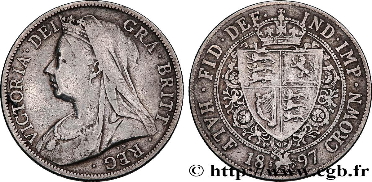 UNITED KINGDOM 1/2 Crown Victoria “Old Head” 1897  VF 