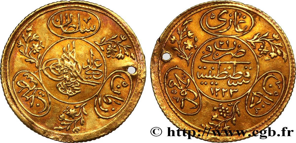 TURKEY 2 Hayriye Altin AH 1223 an 21 1828 Constantinople AU 