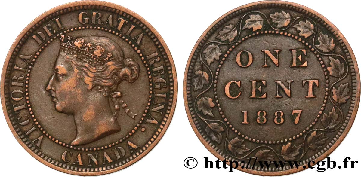 CANADA 1 Cent Victoria 1887  XF 