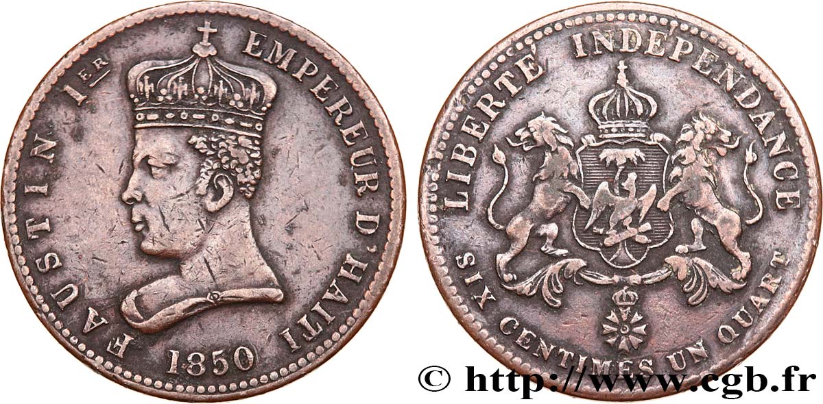 HAITI 6 Centimes 1/4 Empereur Faustin Ier 1850  fSS 