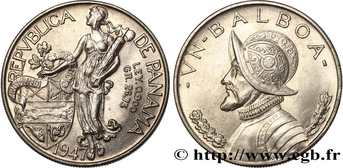 PANAMA 1 Balboa Vasco Nunez de Balboa 1947  SUP 