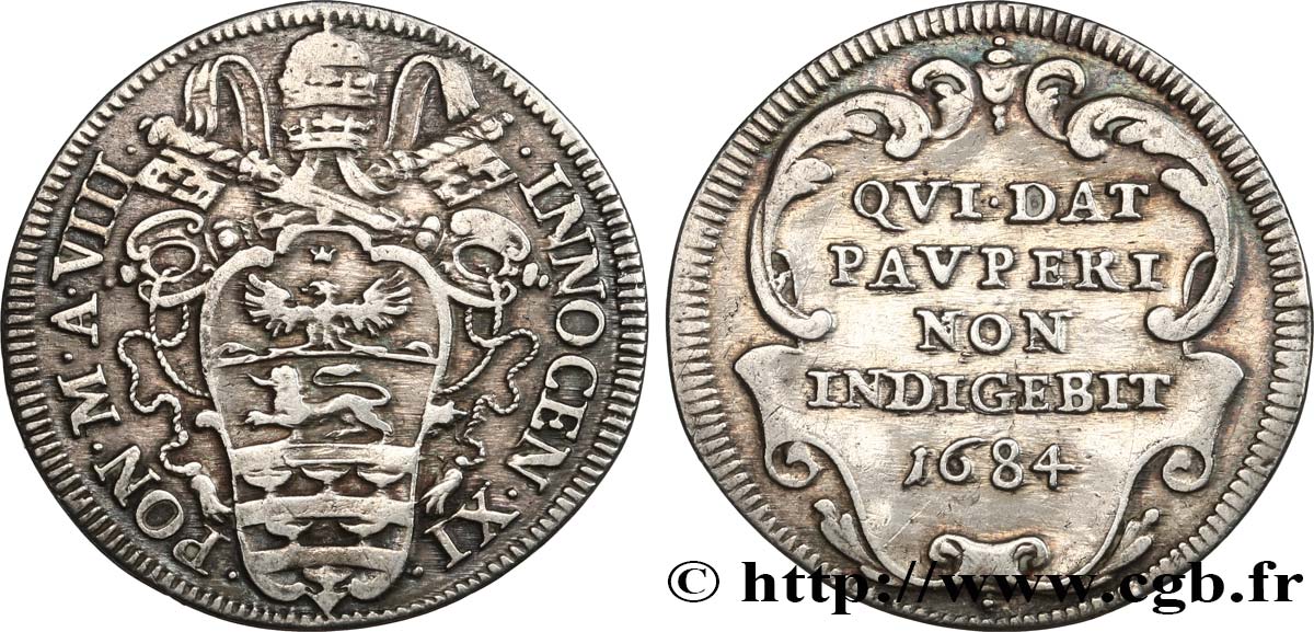 ITALIE - ÉTATS DU PAPE - INNOCENT XI (Benoît Odescalchi) Giulio 1684  TTB 