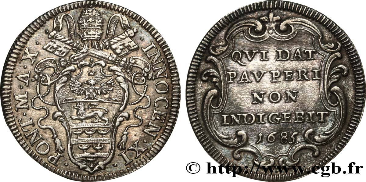 ITALY - PAPAL STATES - INNOCENT XI (Benedetto Odescalchi) Giulio 1685  XF 