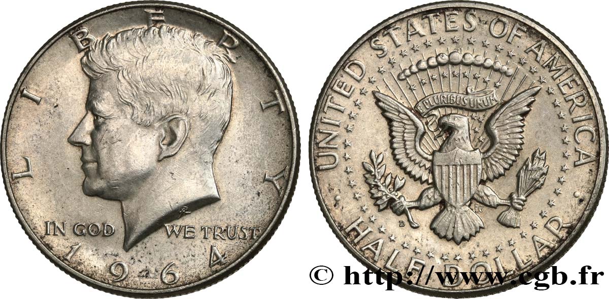 UNITED STATES OF AMERICA 1/2 Dollar Kennedy 1964 Denver AU 