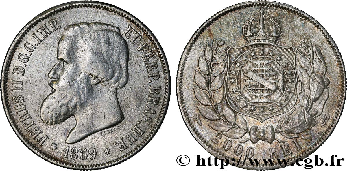 BRASILIEN 2000 Reis Pierre II 1869  fSS 