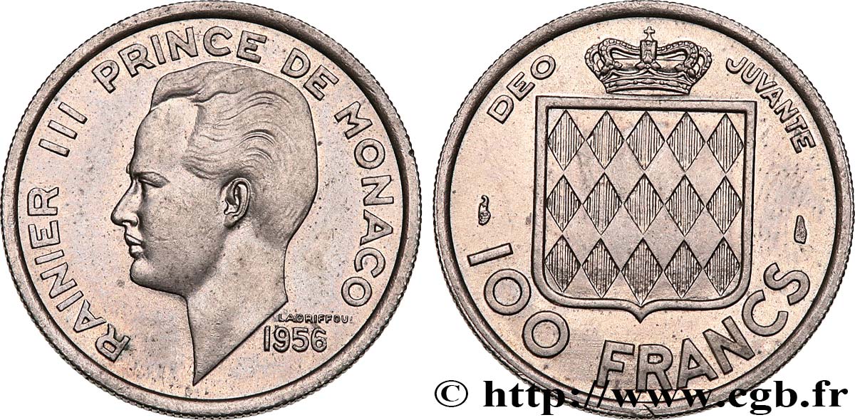 MONACO 100 Francs Rainier III 1956 Paris AU 