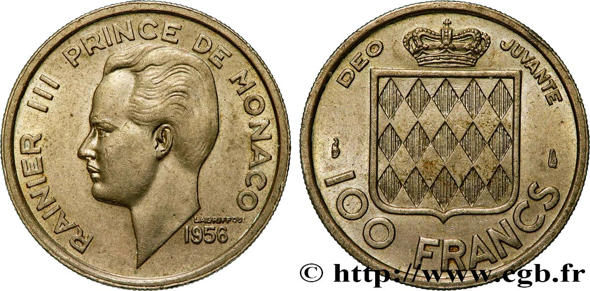 MONACO 100 Francs Rainier III 1956 Paris VZ 