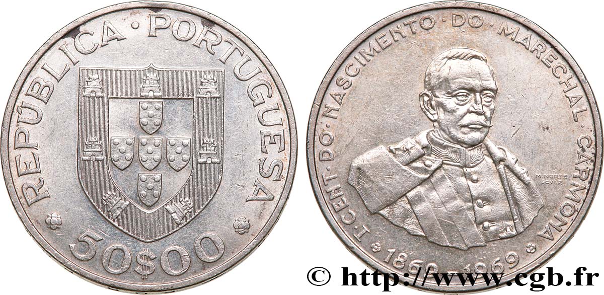 PORTUGAL 50 Escudos Maréchal Oscar Carmona 1969  EBC 
