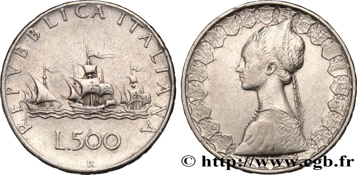 ITALIE 500 Lire “caravelles” 1958 Rome TTB 
