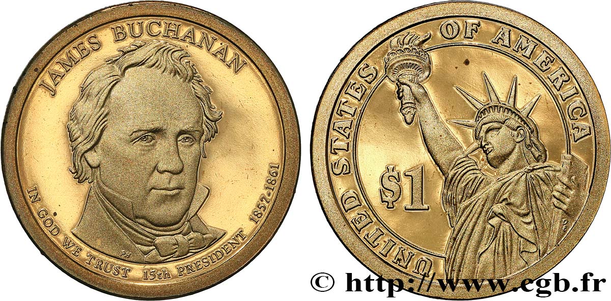 ÉTATS-UNIS D AMÉRIQUE 1 Dollar Présidentiel James Buchanan - Proof 2010 San Francisco SPL 