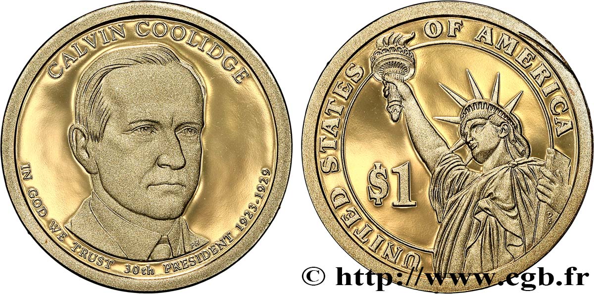 STATI UNITI D AMERICA 1 Dollar Calvin Coolidge - Proof 2014 San Francisco MS 