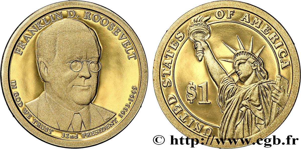 UNITED STATES OF AMERICA 1 Dollar Franklin Delano Roosevelt - Proof 2014 San Francisco MS 