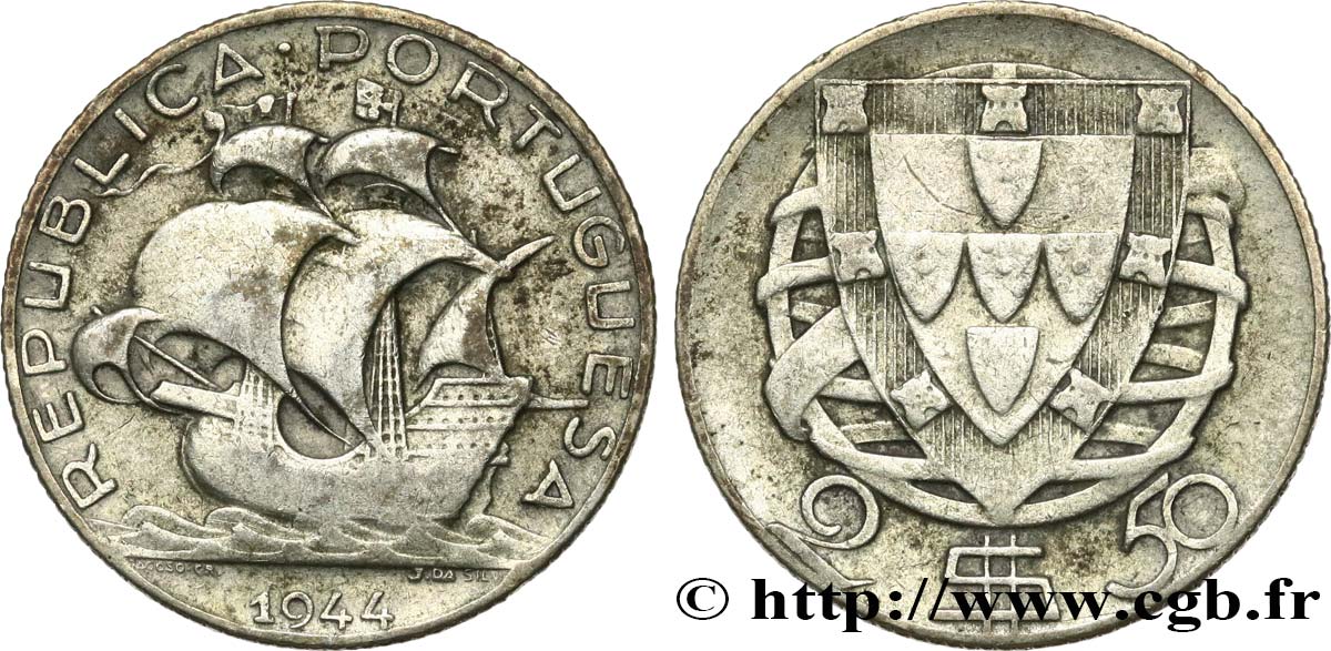 PORTUGAL 2 1/2 Escudos 1944  TTB 