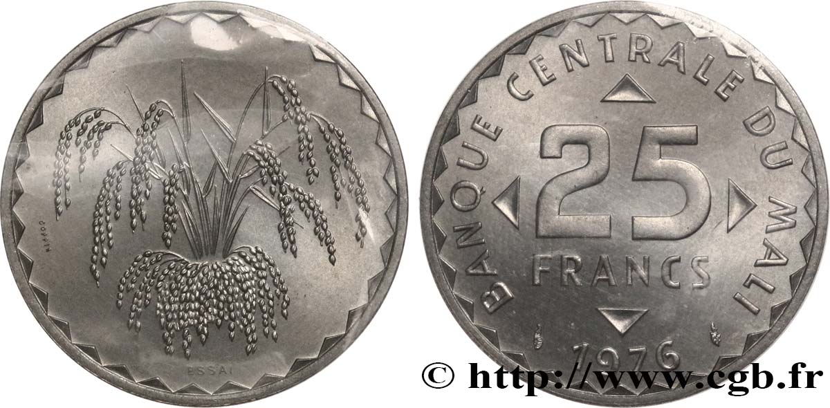 MALI Essai de 25 Francs plant de mil 1976 Paris FDC 