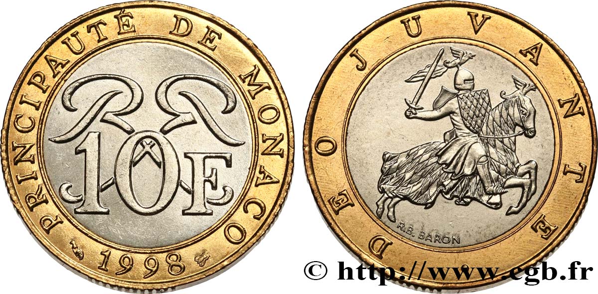 MONACO 10 Francs Rainier III 1998 Paris SPL 