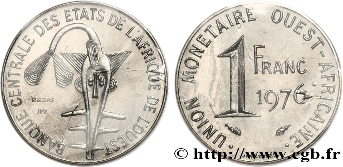 STATI DI L  AFRICA DE L  OVEST Essai de 1 Franc 1976 Paris FDC 
