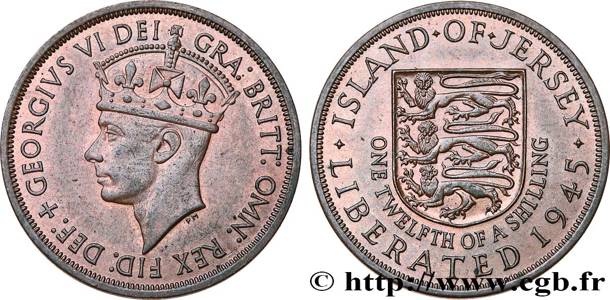 ISLA DE JERSEY 1/12 Shilling Georges VI 1945  EBC 